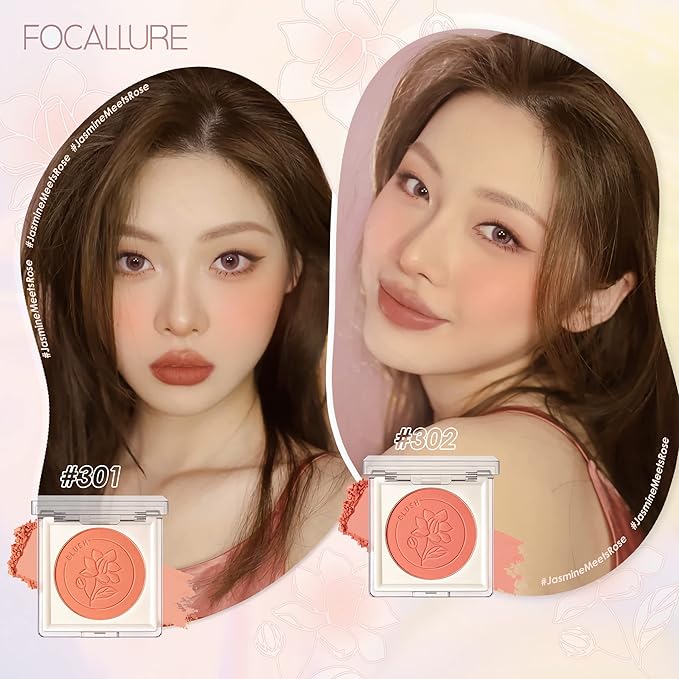 FOCALLURE Powder Palette Blush, Matte Mineral Blush Powder, Blendable, #202