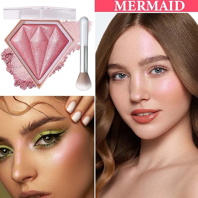 Face Glitter Blush Shimmer Waterproof Highlighter Blusher Powder,Facial