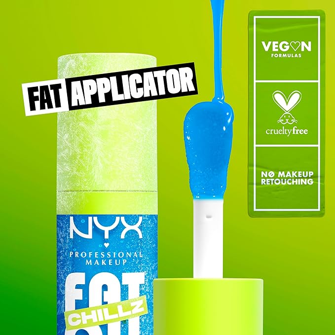 NYX PROFESSIONAL MAKEUP Fat Oil Chillz, Moisturizing, Shiny and Vegan Tinted Lip Gloss - Polar Peppermint (Sheer Blue)