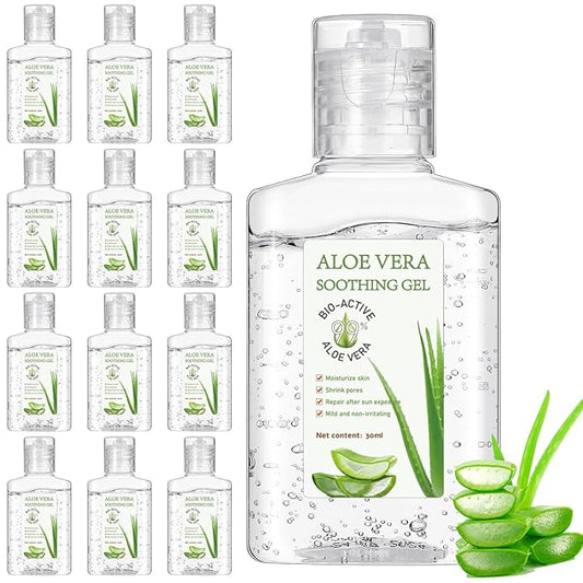 12 Pcs Mini Aloe Vera Gel Bulk for Summer Wedding Party 1oz Soothing Moisture Aloe Gel Bulk Travel Size for Thank You Gifts Summer Beach Wedding Party (Aloe Vera)