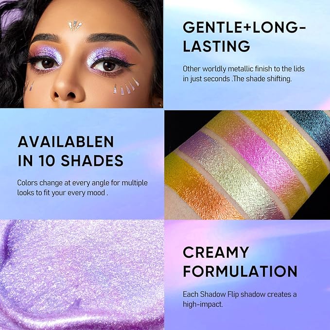 MAKI YIKA Glitter Eyeshadow Green Liquid Multichrome Eyeshadows Long Lasting Metallic Chameleon Eye Shadow Holographic Eye Topper Glitters (#2 Peacock)