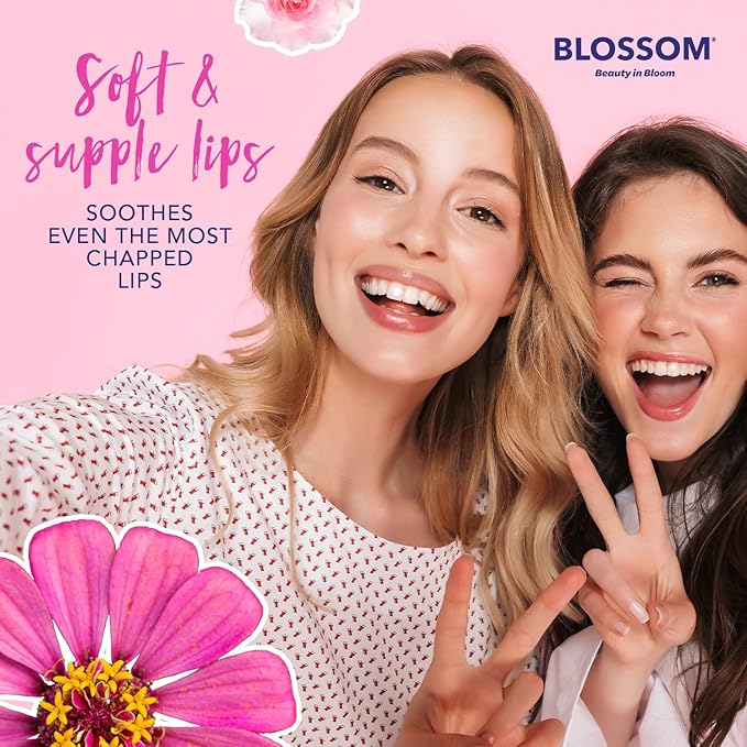 Blossom Roll on Lip Gloss, Scented Clear High Shine Moisturizing Lip Oil, Non Sticky, Infused with Real Flowers, Made in USA, 0.2oz, Watermelon Hemp