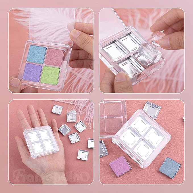 Framendino, 4 Sets Acrylic Empty Eye Shadow Pallet