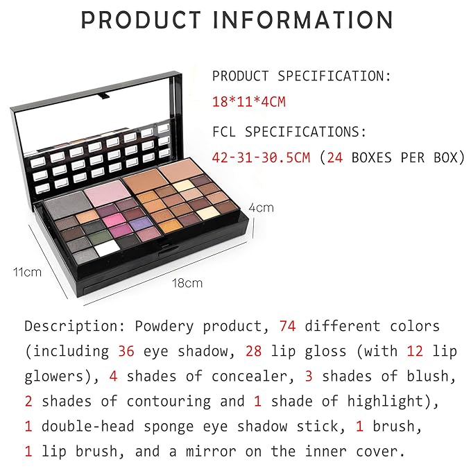 Professional Makeup Palette Set, 36 Colors Eyeshadow +
