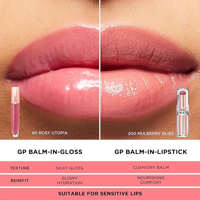 L'Oreal Paris Glow Paradise Hydrating Tinted Lip Balm-in-Gloss with Pomegranate Extract & Hyaluronic Acid, Ultra-Gentle, Non-Sticky Formula, Sublime Magenta, 0.23 fl oz