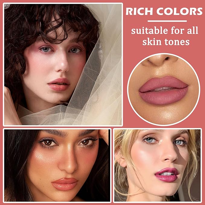 AWCCXMYM 5 Colors Lip Stain Peel Off Lip Tint Stain Velvet Matte Nude Lipstick Shine Long Lasting Waterproof Non Stick Cup Non Fade Liquid Lipstick Set For Seductive Charm