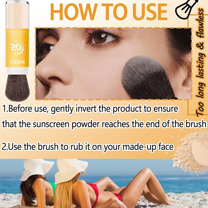 Mineral Sunscreen Setting Powder SPF 50 PA++,Breathable Brush Skin Types