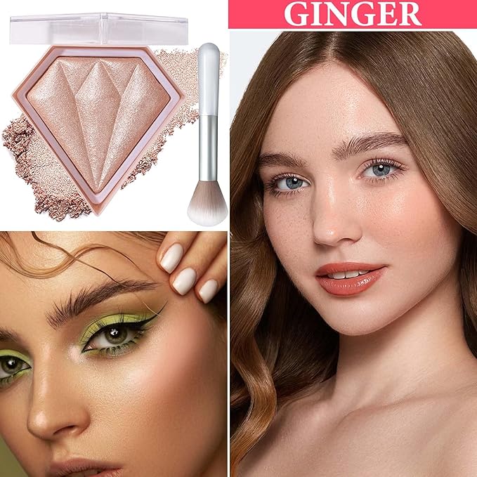 Face Glitter Blush Shimmer Waterproof Highlighter Blusher Powder,Facial