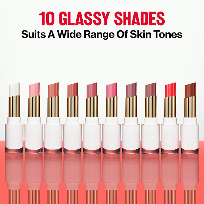 REVLON Super Lustrous Glass Shine Balm, Hydrating Tinted Lipstick, Sheer, Glossy Shiny Finish, 009 Cherry Luster, 0.11 oz