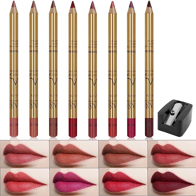 Lip Liner Pencil Set 8 Colors Professional Matte Long