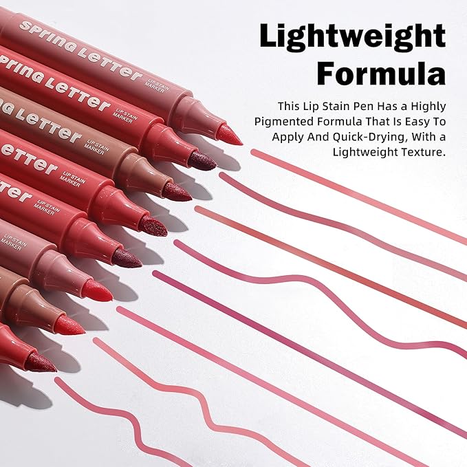 KIMUSE Lip Stain Tip Marker Set, Long Lasting Long