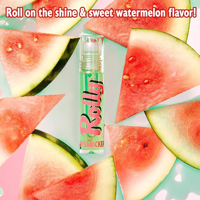 Lip Smacker Rolly Lip Gloss, Classic Roller-Ball Design for a Cooling Sensation, Hydrating & Moisturizing Shine - Watermelon