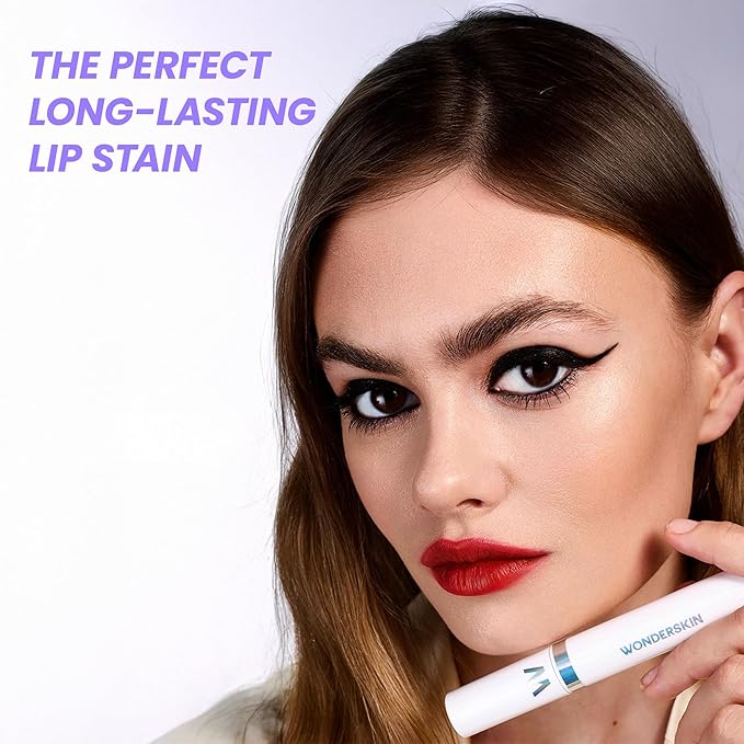 Wonderskin Wonder Blading Lip Stain Peel Off Masque - Long Lasting, Waterproof and Transfer Proof Red Lip Tint, Matte Finish Peel Off Makeup (Playful Stain & Go Masque)