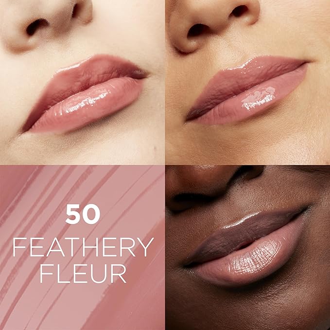 L'Oreal Paris Glow Paradise Hydrating Tinted Lip Balm-in-Gloss with Pomegranate Extract & Hyaluronic Acid, Ultra-Gentle, Non-Sticky Formula, Feathery Fleur, 0.23 Fl Oz