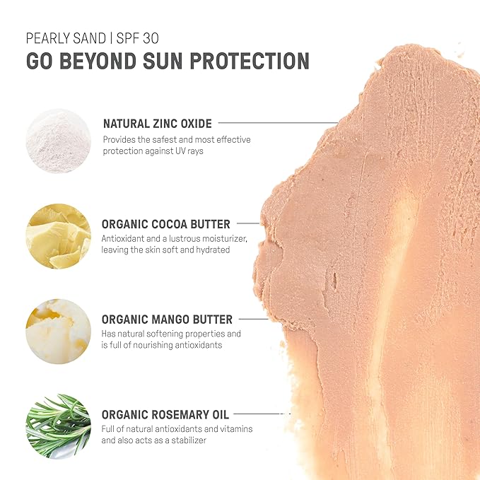 Raw Element Ultra-Moisturizing Tinted Face Cream, Non Toxic Mineral Face Sunscreen, Daily Tinted Moisturizer, Non-Nano Zinc Oxide, Reef Friendly, All Ages, SPF 30, 1.8 oz, Pearly Sand, Pack of 2