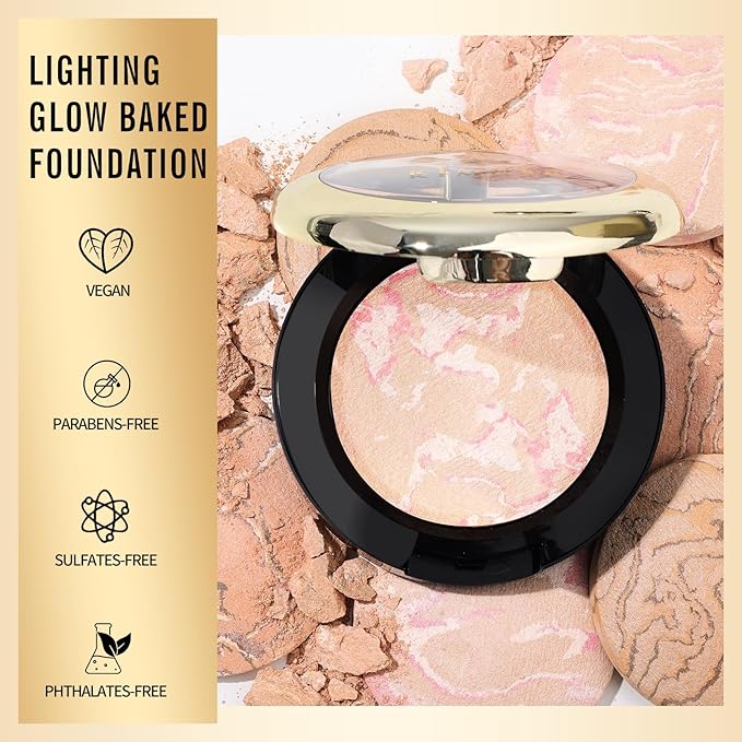 KIMUSE Lighting Glow Baked Foundation, Brighten Color, Color Natural Finish