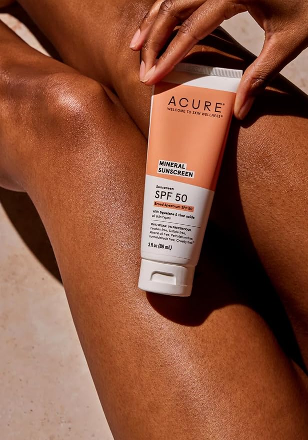 Acure Mineral Sunscreen SPF 50 | With Squalane & Zinc Oxide, 100% Vegan, 3 Fl Oz