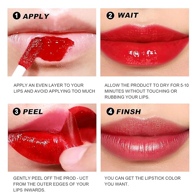 Peel Off Lip Tint, Wipe-On Colour Liquid Lipsticks, Tattoo Lip Glaze, Matte High Pigment Long Wear Waterproof Lip Contour Stain Non Smudge Transfer Proof Tear-off Lip Gross (#06, 0.12 floz)