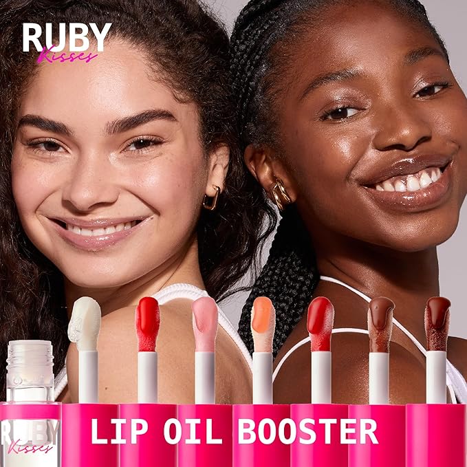 Ruby Kisses Lip Oil Booster, Hydrating Lip Gloss with Nourishing Natural Oil Blend, Jumbo Wand for Easy Application, Non-Sticky Formula (Chocolate)