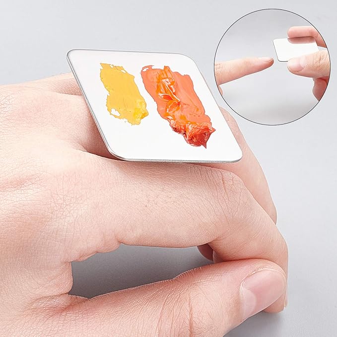 OLYCRAFT 6PCS Stainless Steel Makeup Palette Mini Ring