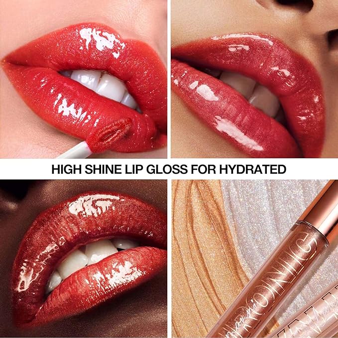 Rose Red Lip Gloss Lip Plumper Gloss Tinted Glitter Lipgloss Lip Oil Teens Moisturizing Lipstick Lip Balm High Shine And Vegan Plumping Lip Gloss For Women Girls Long-Lasting Dry Lip Care(08#)