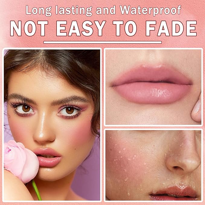 Cream Blush Stick with Sponge 3 in 1 Rose Red