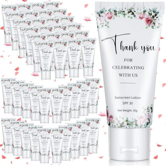 72 Pcs Mini Sunscreen Bulk for Summer Party Wedding SPF 30 Water Resistant Sunscreen Lotion Bulk 1oz Travel Size for Thank You Gifts Summer Party Wedding Supplies(Floral)