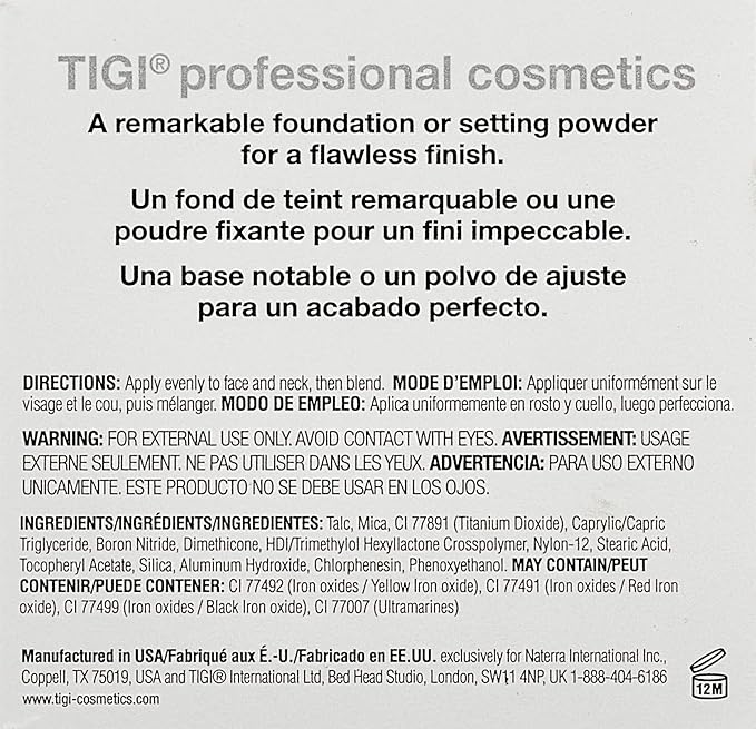 TIGI Cosmetics Powder Foundation, Pure, 0.37 Ounce