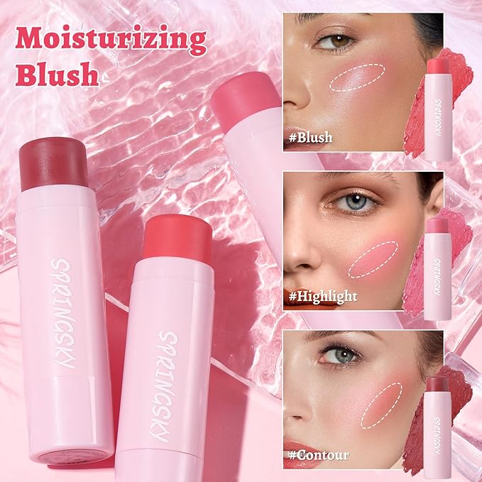 Face Stick Trio 3Pcs Multi-Use Makeup Blush Sticks,