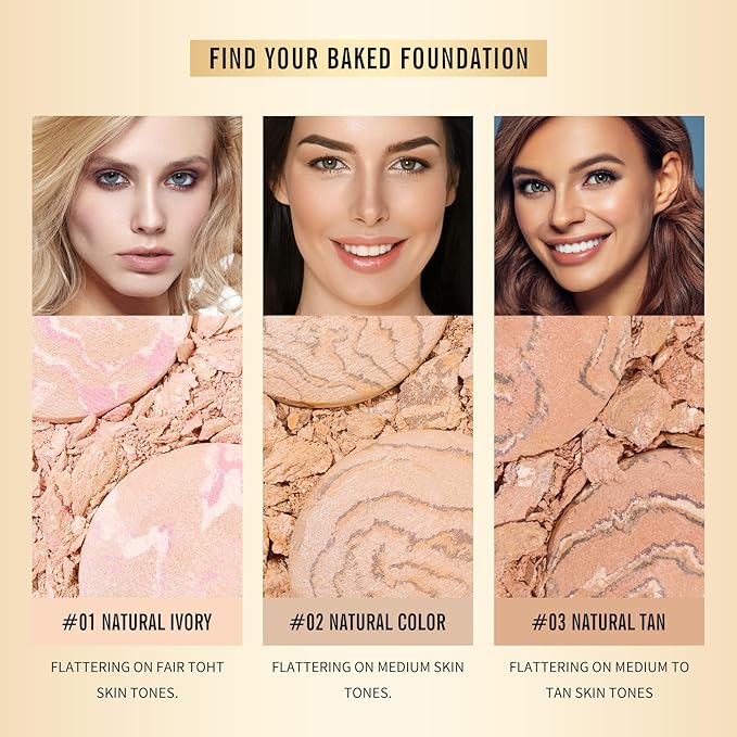 KIMUSE Lighting Glow Baked Foundation, Brighten Color, Color Natural Finish