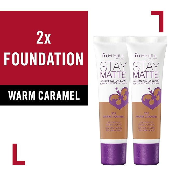 Rimmel, Stay Matte Foundation, Warm Caramel 2 Count of 1)
