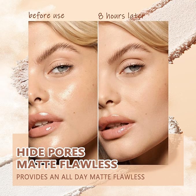 Oil Control Face Pressed Powder,Matte Smooth Flawless Finishing Foundation,0.(NATURAL BEIGE) 35 Oz