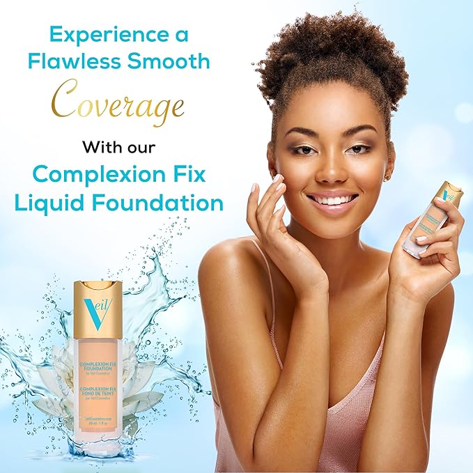 Veil Cosmetics Complexion Fix Liquid Foundation – Buildable Deep Gold) 5G