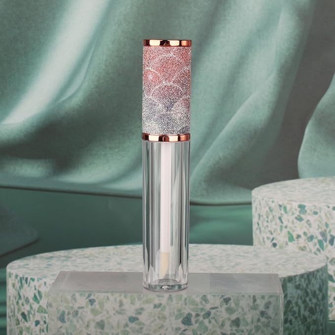 COSIDEA 15pcs Round Empty 5ml 0.17oz lip gloss tubes with wand and fish scale leather cap Lipgloss tube containers for lip oil packing