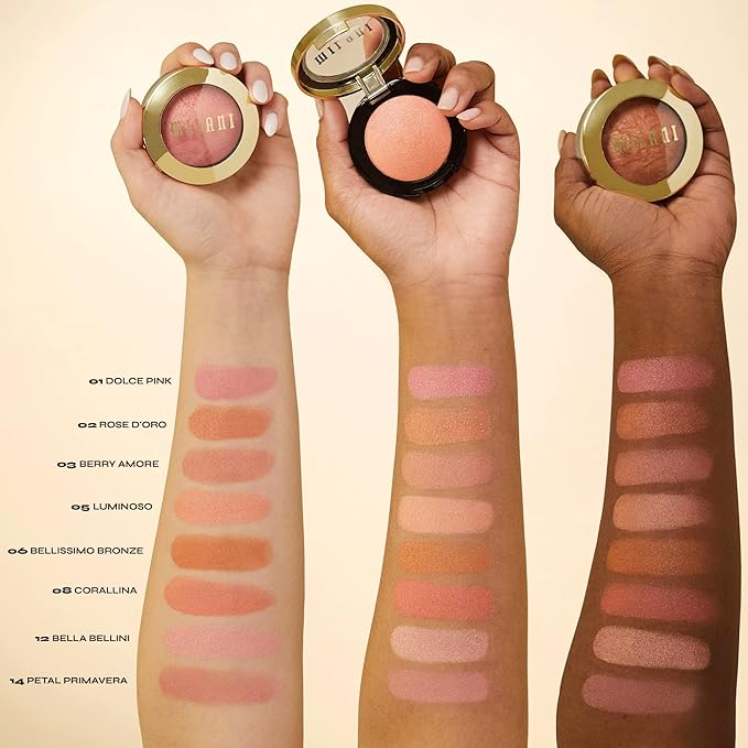 Milani Baked Blush, Powder Blush for Cheeks, Cruelty Free Makeup - Shape, Contour & Highlight Face for a Shimmery or Matte Finish -Bellissimo Bronze