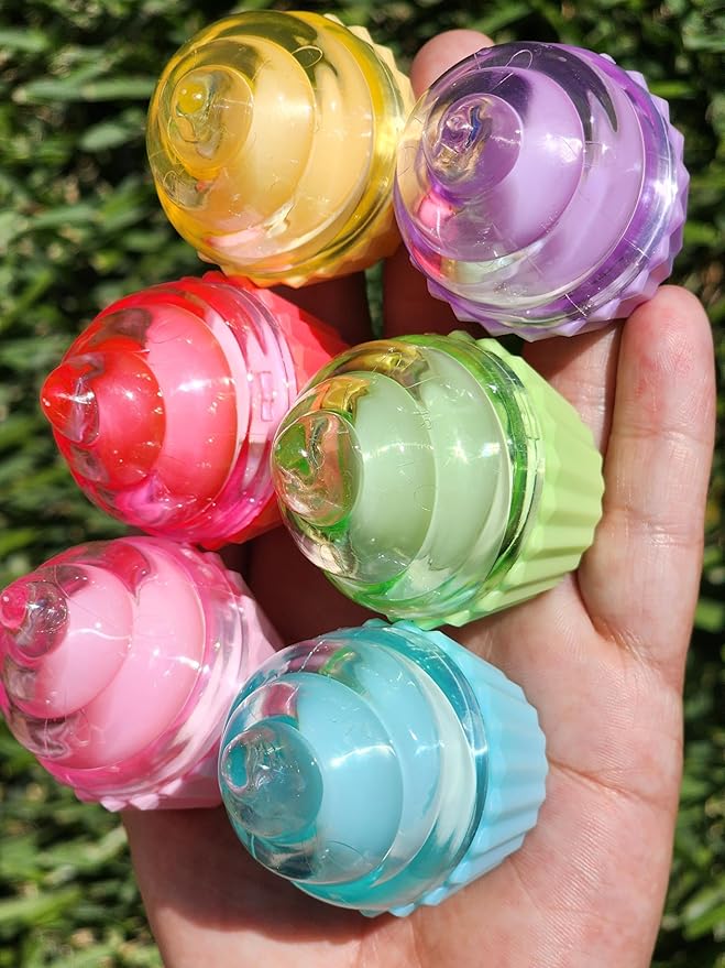 Beauty Bundle Cupcake Set of 6 Cute Lip Gloss For Kids, Girls & Women Party Favors Novelty Hydrating Assorted Fruit Scented Cupcake Birthday Gifts
