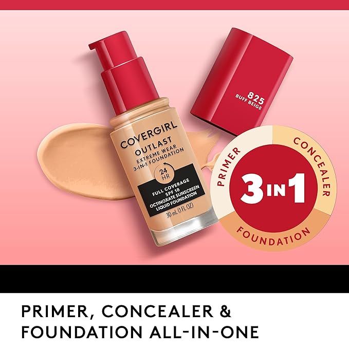 Covergirl Outlast Extreme Wear 3-in-1 Full Coverage Liquid of 2)