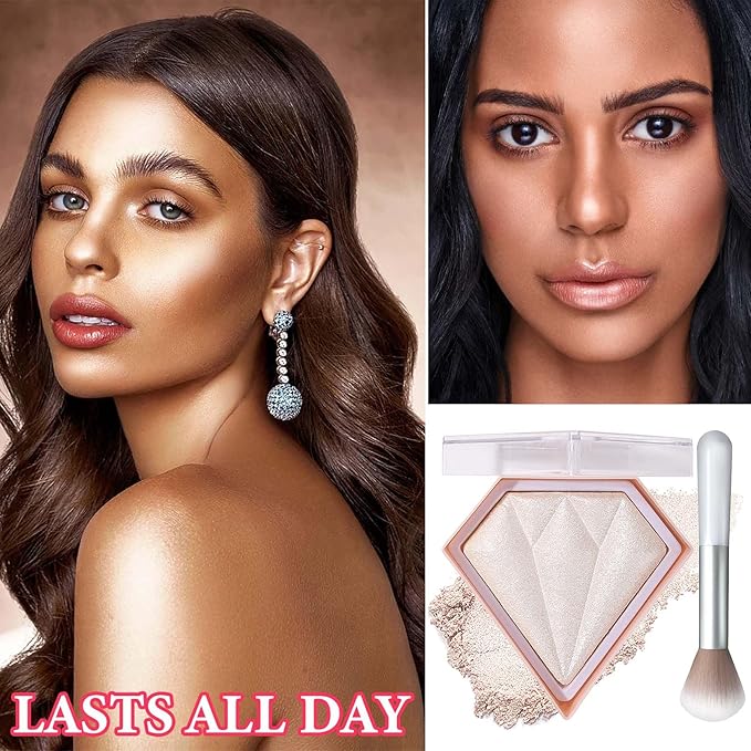 Face Glitter Blush Shimmer Waterproof Highlighter Blusher Powder,Facial