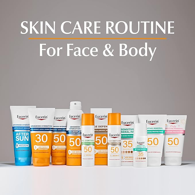 Eucerin Sun Sensitive Mineral Sunscreen Lotion SPF 50, Hypoallergenic, Fragrance Free Sunscreen with Zinc Oxide Protection, 4 Fl Oz Tube