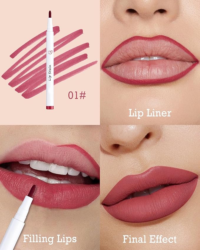 Lip Stain Marker Pen, Cherry Red Lip Liner Longlasting