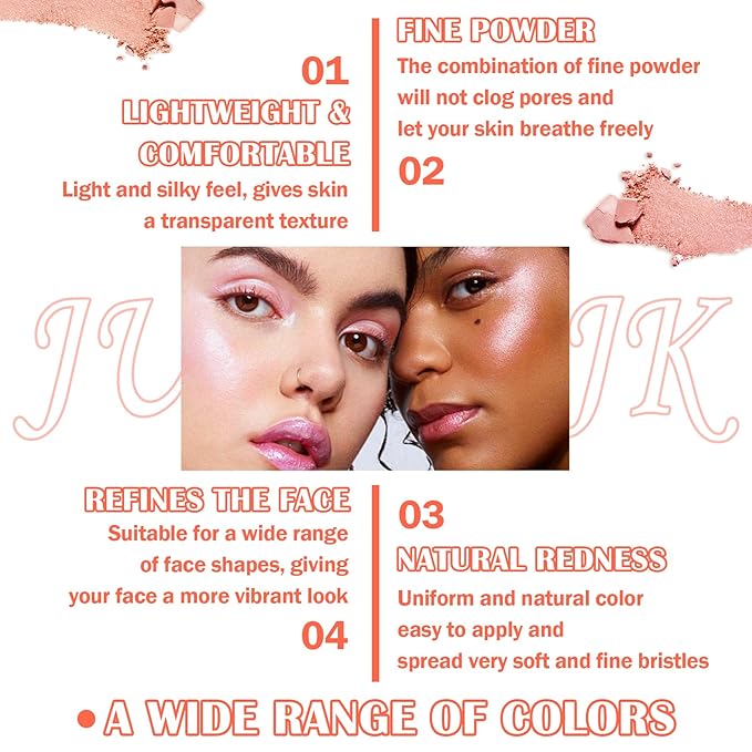 Blush Palette,Shimmer Silky Matte Blush Powder Palette,Professional Cute Brush 01