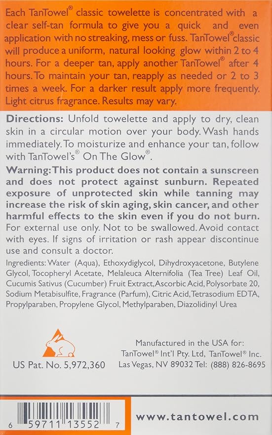 Tan Towel Self Tan Towelette Wipe Medium Deep Classic 10 Count