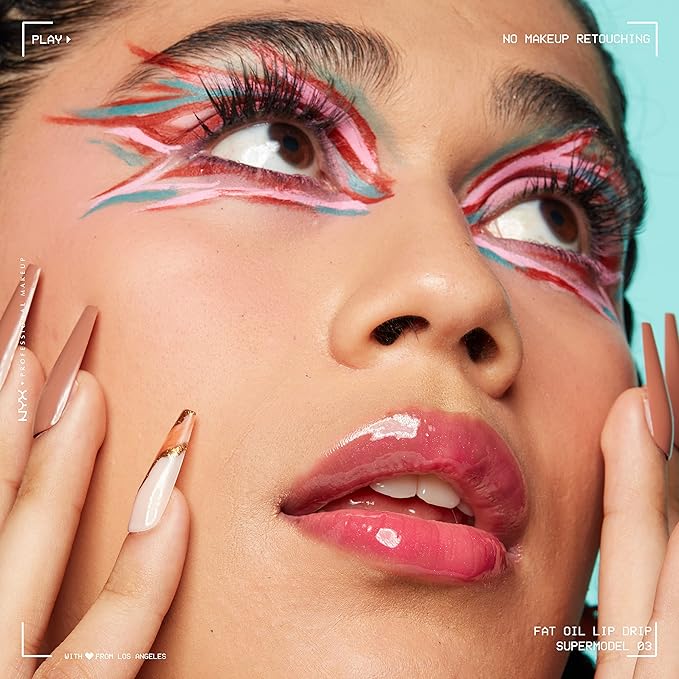 NYX PROFESSIONAL MAKEUP Fat Oil Lip Drip, Moisturizing Lip Oil Gloss, Vegan Tinted Formula, Up to 12 HR Hydration - Supermodel (Shimmering Magenta)