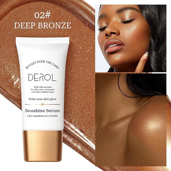 Bronzing Drops, Lightweight Non-greasy Liquid Bronzer for Face & Body, Glow Bronzing Serum for Flawless Skin & Radiant Finish (DEEP BRONZE)