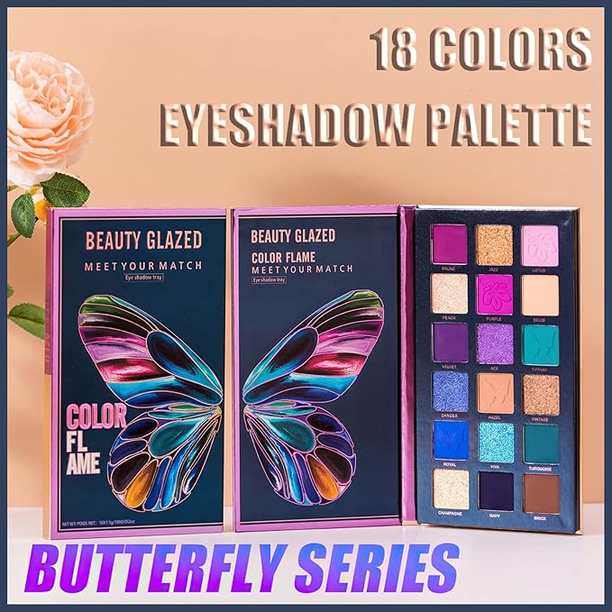 18 Colors Eyeshadow Palette, Butterfly Series Highly Pigmented
