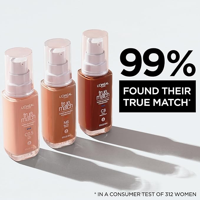 L'Oreal Paris True Match Super-Blendable Foundation, Medium Coverage 1 Fl Oz