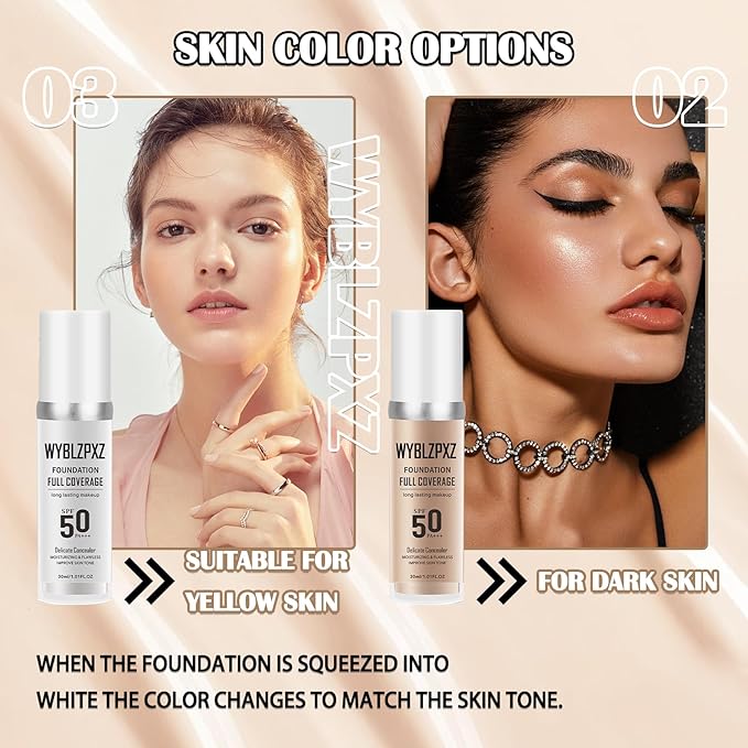 2PCS Color Changing Makeup Foundation Set with Brushes for Women