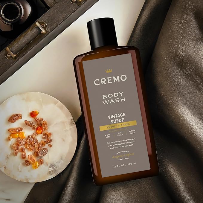 Cremo Body Wash Men, A Vintage Suede with Notes of White Moss and Rich Amber, 16 Fl Oz