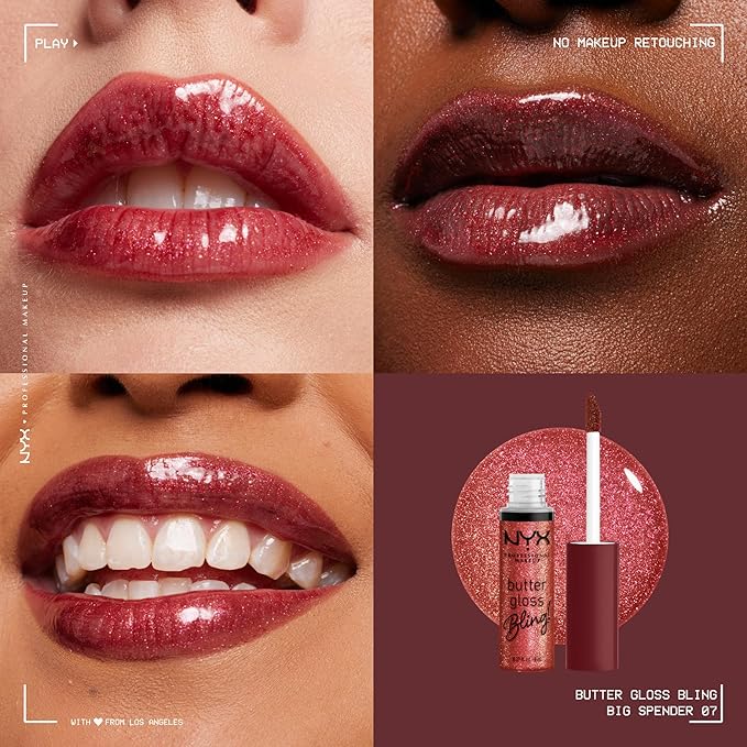 NYX PROFESSIONAL MAKEUP Butter Gloss Bling Lip Gloss, Non Sticky and Shiny Vegan Lip Makeup - Big Spender