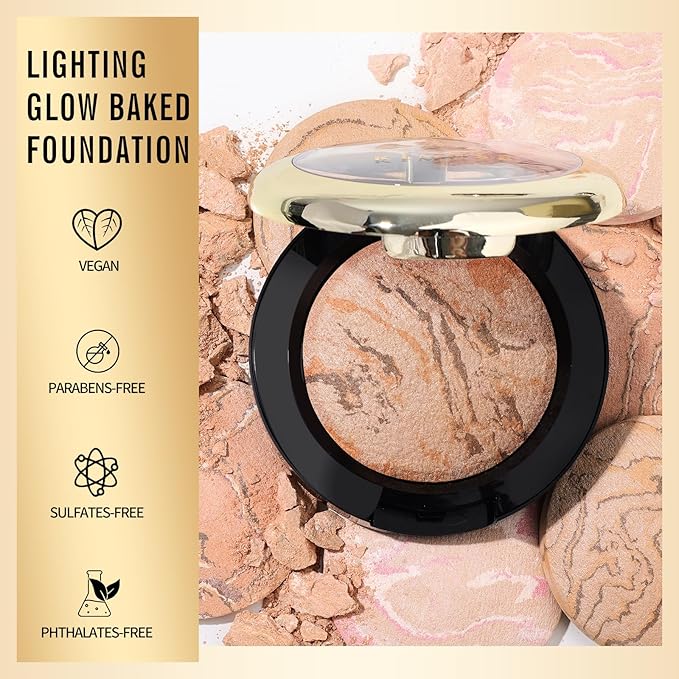 KIMUSE Lighting Glow Baked Foundation, Brighten Color, Color Natural Finish